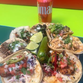 6 Tacos+Rice and Beans or Chips and Salsa